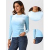 image:imageAllegra K Women Vintage Velvet Puff Long Sleeve Mock Neck Christmas BlouseLight Blue