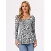 image:imageAllegra K Womens Animal Print Ruffled Hem Scoop Neck Casual Peplum BlouseBlack Whiteanimal