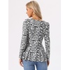 image:imageAllegra K Womens Animal Print Ruffled Hem Scoop Neck Casual Peplum BlouseBlack Whiteanimal