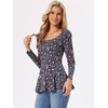 image:imageAllegra K Womens Animal Print Ruffled Hem Scoop Neck Casual Peplum BlouseGray Pinkanimal