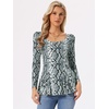 image:imageAllegra K Womens Animal Print Ruffled Hem Scoop Neck Casual Peplum BlouseLight Graysnake