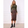 image:imageAllegra K Womens Floral Lace Long Sleeve Mock Neck Sheer BlouseArmy Green