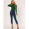 image:imageAllegra K Womens Floral Lace Long Sleeve Mock Neck Sheer BlouseDark Green