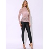 image:imageAllegra K Womens Floral Lace Long Sleeve Mock Neck Sheer BlouseDusty Pink
