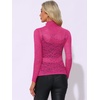 image:imageAllegra K Womens Floral Lace Long Sleeve Mock Neck Sheer BlouseFuchsia