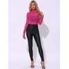 image:imageAllegra K Womens Floral Lace Long Sleeve Mock Neck Sheer BlouseFuchsia