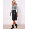 image:imageAllegra K Womens Floral Lace Long Sleeve Mock Neck Sheer BlouseGray