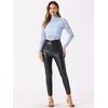 image:imageAllegra K Womens Floral Lace Long Sleeve Mock Neck Sheer BlouseLight Blue