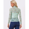 image:imageAllegra K Womens Floral Lace Long Sleeve Mock Neck Sheer BlouseLight Green