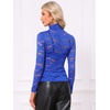 image:imageAllegra K Womens Floral Lace Long Sleeve Mock Neck Sheer BlouseRoyal Blue