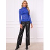 image:imageAllegra K Womens Floral Lace Long Sleeve Mock Neck Sheer BlouseRoyal Blue