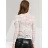 image:imageAllegra K Womens Floral Lace Long Sleeve Mock Neck Sheer BlouseWhite