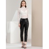 image:imageAllegra K Womens Floral Lace Long Sleeve Mock Neck Sheer BlouseWhite