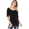 image:imageAllegra K Womens Half Sleeves Boat Neck Fitted Elbow Length Soft TShirtBlack