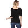image:imageAllegra K Womens Half Sleeves Boat Neck Fitted Elbow Length Soft TShirtBlack