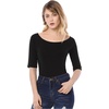 image:imageAllegra K Womens Half Sleeves Boat Neck Fitted Elbow Length Soft TShirtBlack