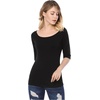 image:imageAllegra K Womens Half Sleeves Boat Neck Fitted Elbow Length Soft TShirtBlack