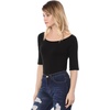 image:imageAllegra K Womens Half Sleeves Boat Neck Fitted Elbow Length Soft TShirtBlack