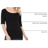 image:imageAllegra K Womens Half Sleeves Boat Neck Fitted Elbow Length Soft TShirtBlack