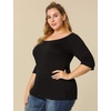image:imageAllegra K Womens Half Sleeves Boat Neck Fitted Elbow Length Soft TShirtBlack