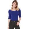 image:imageAllegra K Womens Half Sleeves Boat Neck Fitted Elbow Length Soft TShirtBlue