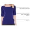 image:imageAllegra K Womens Half Sleeves Boat Neck Fitted Elbow Length Soft TShirtBlue