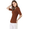 image:imageAllegra K Womens Half Sleeves Boat Neck Fitted Elbow Length Soft TShirtBrown