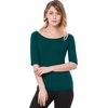 image:imageAllegra K Womens Half Sleeves Boat Neck Fitted Elbow Length Soft TShirtDark Green
