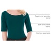 image:imageAllegra K Womens Half Sleeves Boat Neck Fitted Elbow Length Soft TShirtDark Green