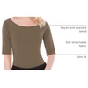 image:imageAllegra K Womens Half Sleeves Boat Neck Fitted Elbow Length Soft TShirtDark Khaki