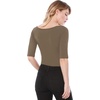 image:imageAllegra K Womens Half Sleeves Boat Neck Fitted Elbow Length Soft TShirtDark Khaki