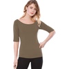image:imageAllegra K Womens Half Sleeves Boat Neck Fitted Elbow Length Soft TShirtDark Khaki