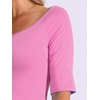 image:imageAllegra K Womens Half Sleeves Boat Neck Fitted Elbow Length Soft TShirtDark Pink