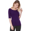 image:imageAllegra K Womens Half Sleeves Boat Neck Fitted Elbow Length Soft TShirtDark Purple