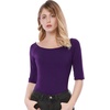 image:imageAllegra K Womens Half Sleeves Boat Neck Fitted Elbow Length Soft TShirtDark Purple