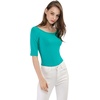 image:imageAllegra K Womens Half Sleeves Boat Neck Fitted Elbow Length Soft TShirtGreen