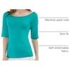 image:imageAllegra K Womens Half Sleeves Boat Neck Fitted Elbow Length Soft TShirtGreen