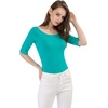 image:imageAllegra K Womens Half Sleeves Boat Neck Fitted Elbow Length Soft TShirtGreen