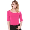 image:imageAllegra K Womens Half Sleeves Boat Neck Fitted Elbow Length Soft TShirtHot Pink