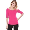 image:imageAllegra K Womens Half Sleeves Boat Neck Fitted Elbow Length Soft TShirtHot Pink