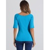 image:imageAllegra K Womens Half Sleeves Boat Neck Fitted Elbow Length Soft TShirtLake Blue