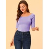 image:imageAllegra K Womens Half Sleeves Boat Neck Fitted Elbow Length Soft TShirtLavender
