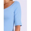 image:imageAllegra K Womens Half Sleeves Boat Neck Fitted Elbow Length Soft TShirtLight Blue