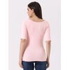 image:imageAllegra K Womens Half Sleeves Boat Neck Fitted Elbow Length Soft TShirtLight Pink