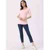 image:imageAllegra K Womens Half Sleeves Boat Neck Fitted Elbow Length Soft TShirtLight Pink