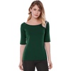 image:imageAllegra K Womens Half Sleeves Boat Neck Fitted Elbow Length Soft TShirtOlive Green