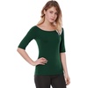image:imageAllegra K Womens Half Sleeves Boat Neck Fitted Elbow Length Soft TShirtOlive Green