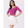 image:imageAllegra K Womens Half Sleeves Boat Neck Fitted Elbow Length Soft TShirtPurplish Red