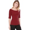 image:imageAllegra K Womens Half Sleeves Boat Neck Fitted Elbow Length Soft TShirtRed