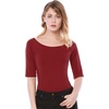 image:imageAllegra K Womens Half Sleeves Boat Neck Fitted Elbow Length Soft TShirtRed